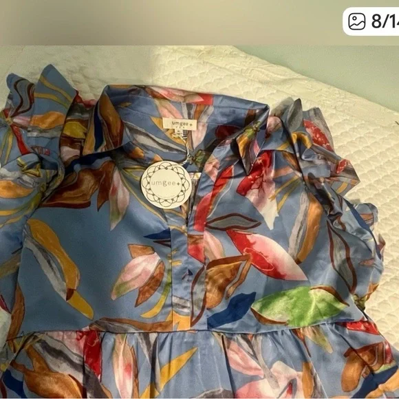 Umgee Light Blue Floral Maxi Dress with Multicolor Print Medium/large - Picture 8 of 11